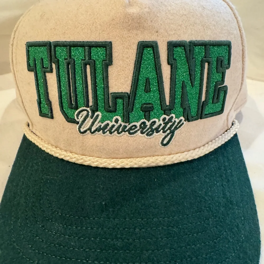 New NWOT Tulane University Bling ‘47 Stoney Clover Lane Baseball Cap Tan Green - Picture 2 of 8